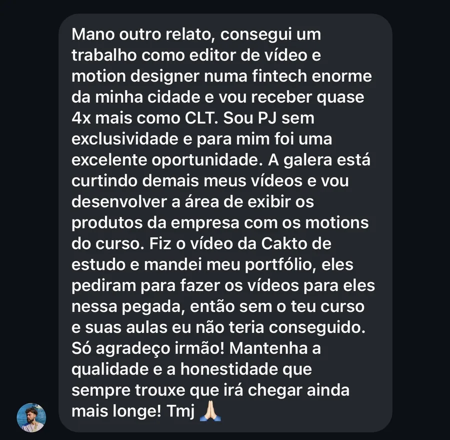 Depoimento real de aluno 1