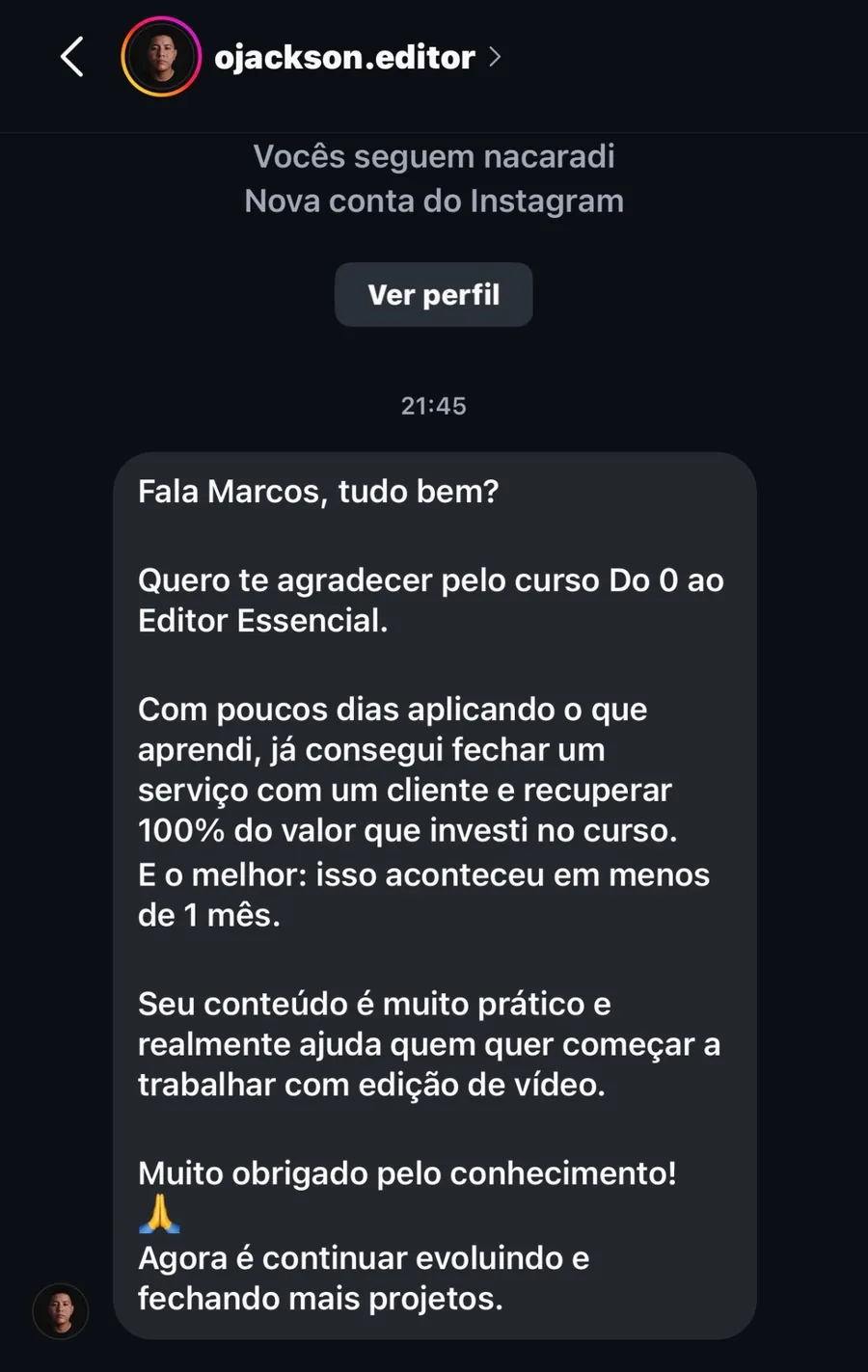 Depoimento real de aluno 7