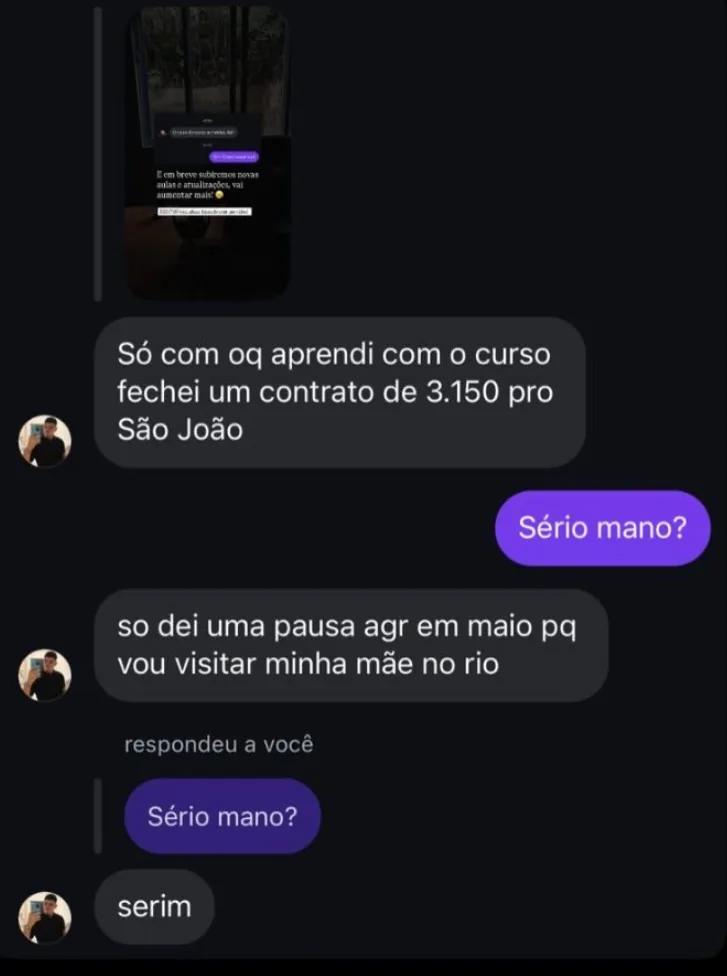 Depoimento real de aluno 15